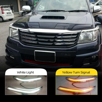 

CSCSNL 2Pcs For Toyota Hilux Vigo 2012 2013 2014 Car Headlight Eyebrow Decoration Yellow Turn Signal LED Daytime Running Light