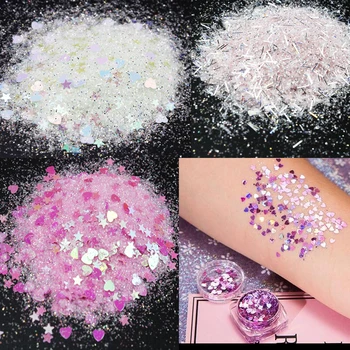 

50g Nail Glitter Mix 0.2-3m Holographic Star Heart Moon Lullaby Glitter/ pink glitter mix/ heart glitter/ star glitter#MD13