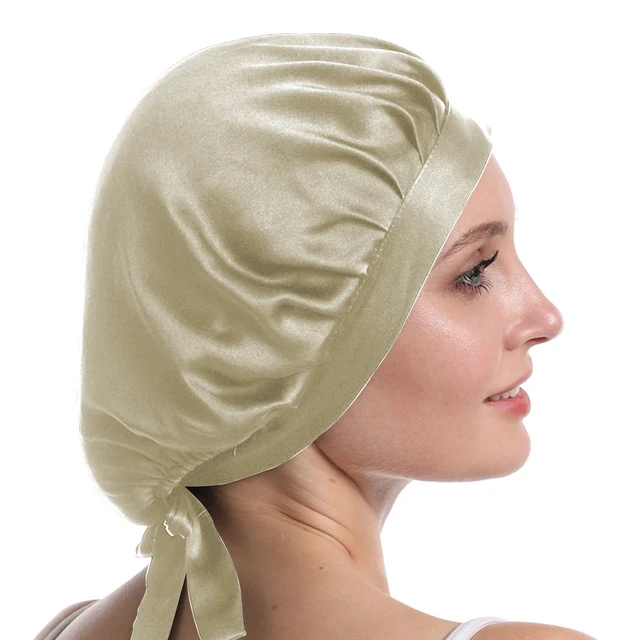 Bonnet de nuit en Satin pour femmes, en soie, avec large bande élastique -  AliExpress