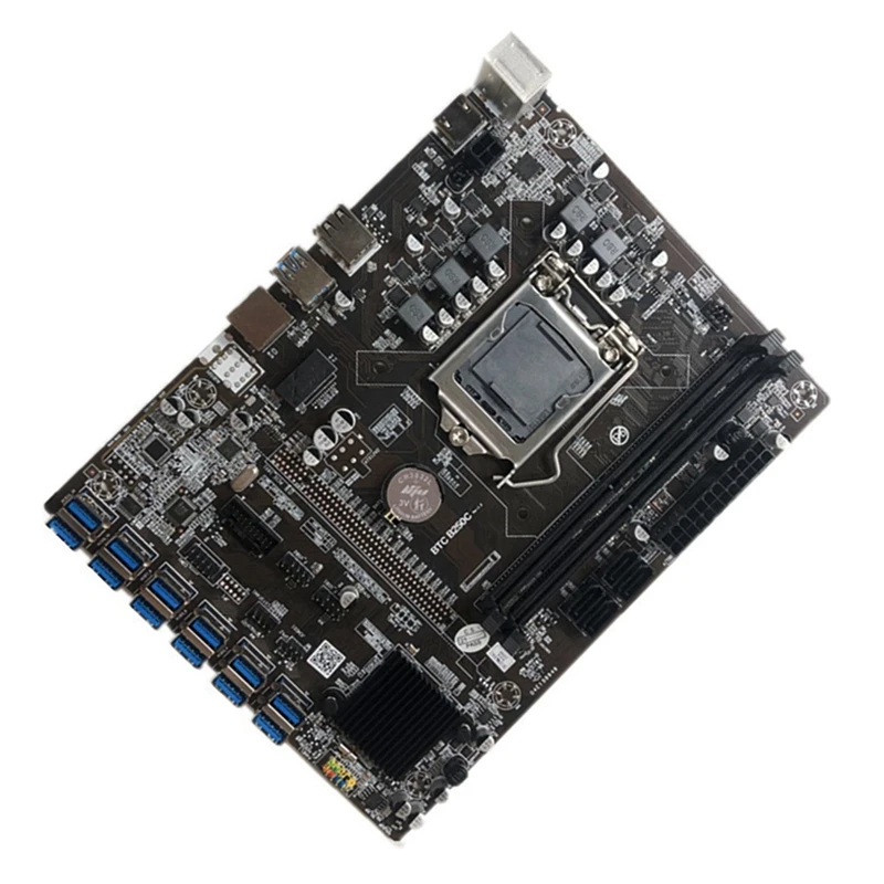 B250C Mining Motherboard with 4PIN to SATA Cable+Switch Cable+SATA Cable 12 PCIE to USB3.0 GPU Slot LGA1151 Support DDR4 best computer motherboard