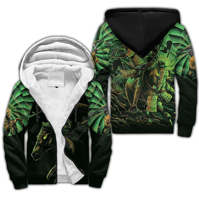 Mask Tattoo 3D printed Fleece zipper Hoodies Men Women Winter Warm plus velvet jacket Casual Coat 01