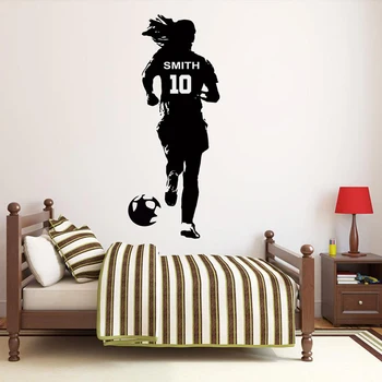 

Personalized Name Girl Soccer Wall Decal Soccer Player Vinyl Sticker Custom Name Girl Bedroom Decoration Sports Decor N-50