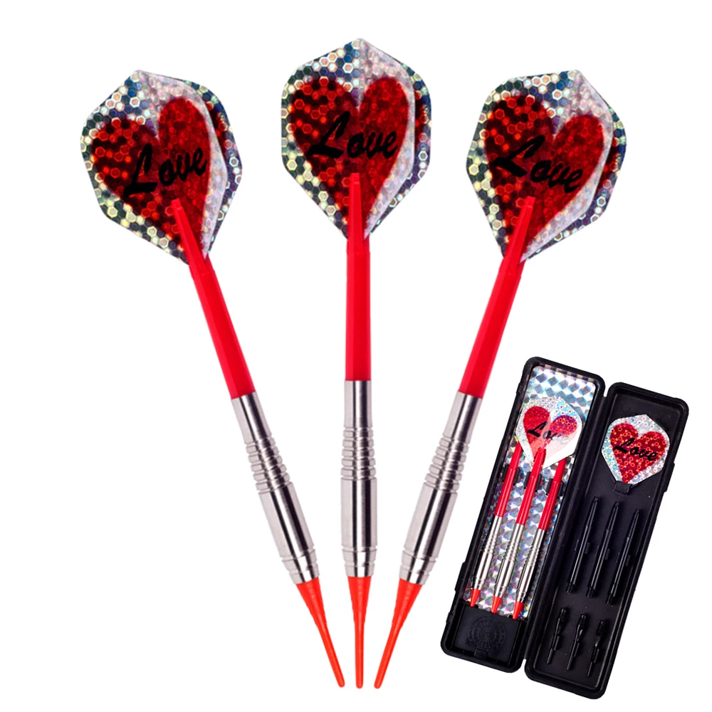 3Pcs 18g Professional Safe Dart Sets Soft Plastic Tip Tungsten Steel Barrel Love Flight Competition Electronic Dart Indoor Game