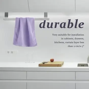 

1 pc Bathroom Door Kitchen Towel Over Holder Drawer Hook Storage Scarf Hanger Cabinet Hanging Stainless Steel Towel Rack