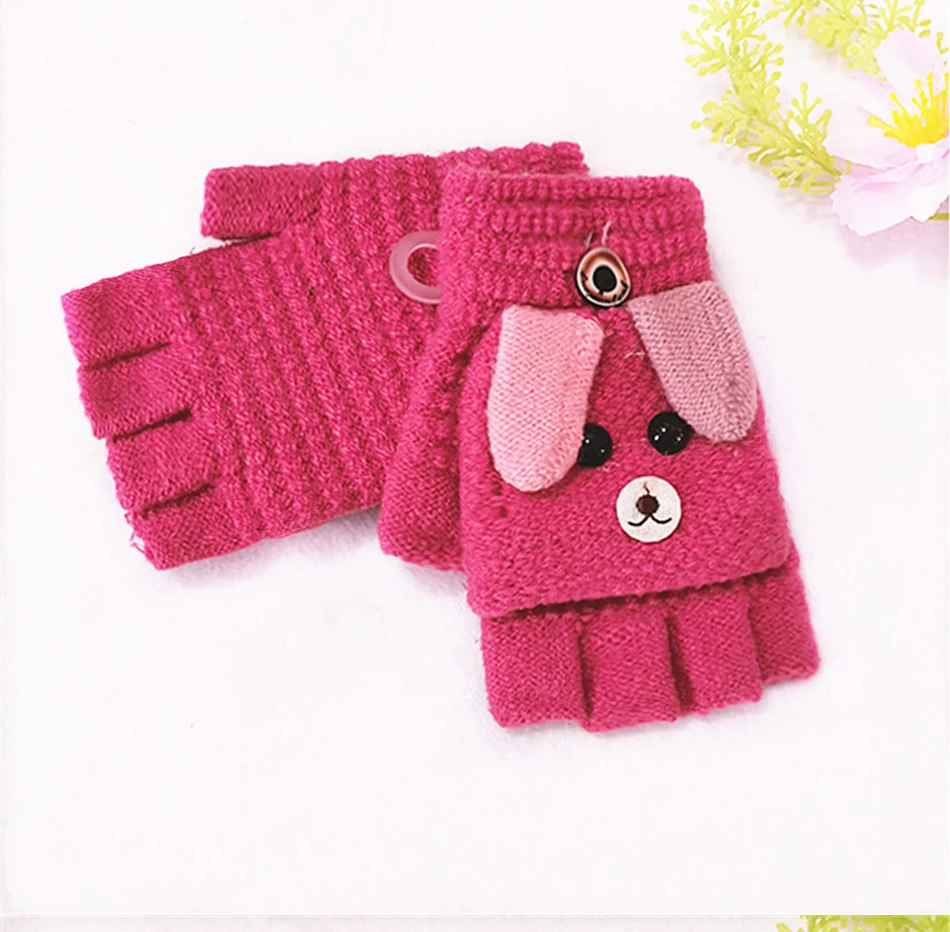 baby stroller toys Outdoor Warm Mittens For Children Winter Half-finger Gloves Boys And Girls Soft Knitted Thicken Baby Warm Children's Gloves Baby Accessories