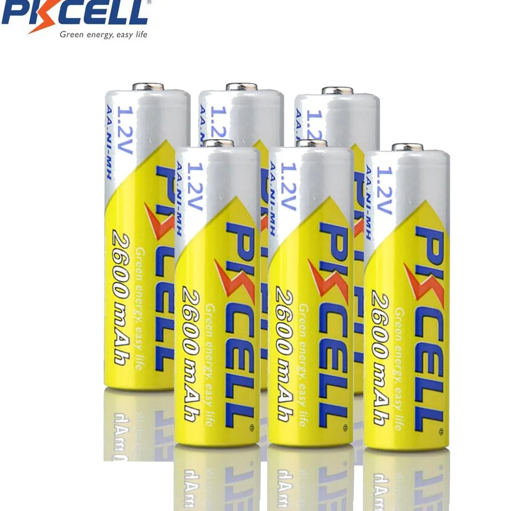

6Pcs PKCELL Battery AA Ni-MH 2600Mah 1.2V AA 2A Rechargeable Battery Batteries Baterias For Digital Camera
