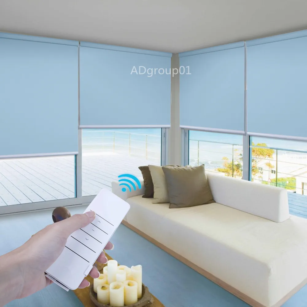 Customized Plug-in Auto Motorized Electric Roller Blinds For Office Home Smart Alexa Google Home Compatible via Broadlink
