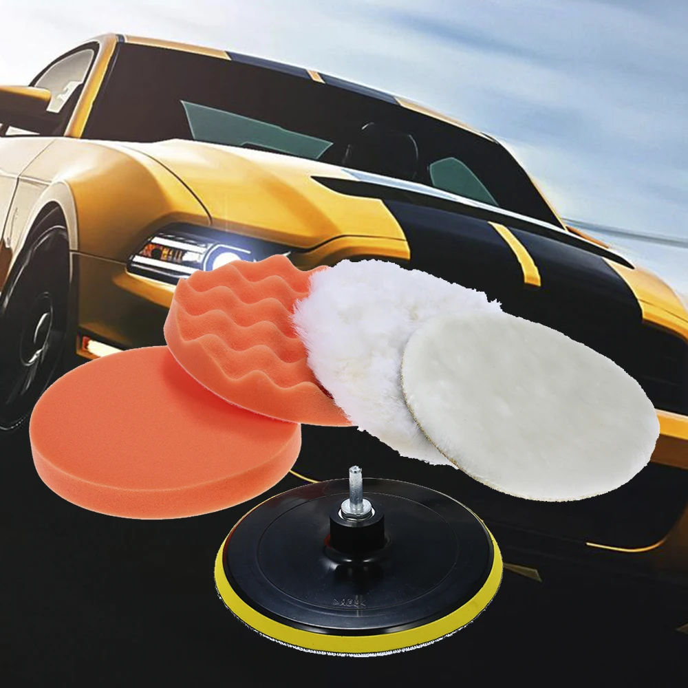 

6Pcs 4-7Buffing Pad Set Thread 7 inch Auto Car Polishing pad Kit for Car Polisher + Drill Adaptor M10 Power Tools accessories