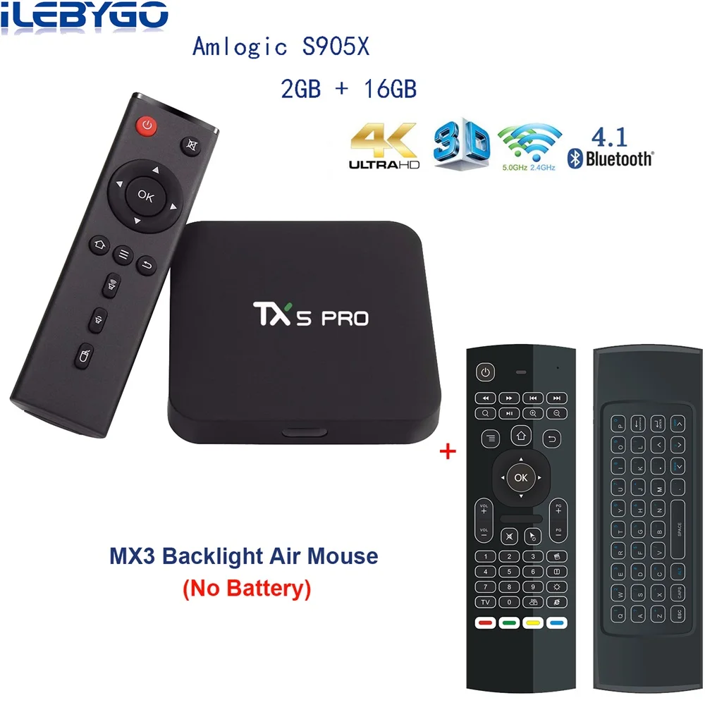 tx5pro mx3 ILebygo TX5 Pro tv Box Android 6,0 2G ram 16G Amlogic S905X Bluetooth 4,0 Dual Wifi 4K H.265 домашний медиаплеер телеприставка - Цвет: tx5pro mx3