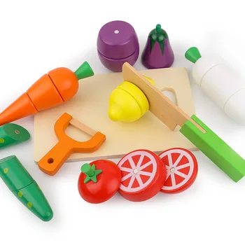 

Kid Wooden Kitchen Set Toys 10 Pcs/Set Food Toy Cuting Vegetables Cuting Fruit Educational Pretend Play Safe Cute Girl Toy Gift