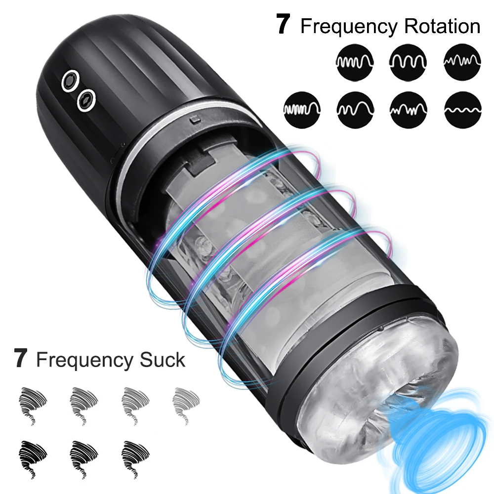 IPX8 Waterproof Male Masturbator Automatic Rotation Sucking Masturbation Cup Glans Trainer Sex Toys for Men Adults