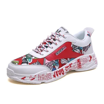 

Fashion Mens Printed Shoes Breathable Lightweight Thick-soled Dad Shoes Comfortable Super Cool Harajuku Shoes Men Zapatos Hombre