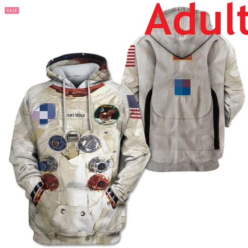 Adult hoodies Семья подходящая друг к другу одежда 3D Армстронга пространство люкс для всей семьи: папы, толстовки "для мам" Толстовка футболки Повседневное астронавт скафандр - Цвет: Adult hoodies