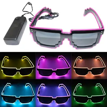 

Luminous Glasses LED Mosaic Spectacles EL Cold Light Source Voice-activated Luminescent Glasses With Black Shiny Frames