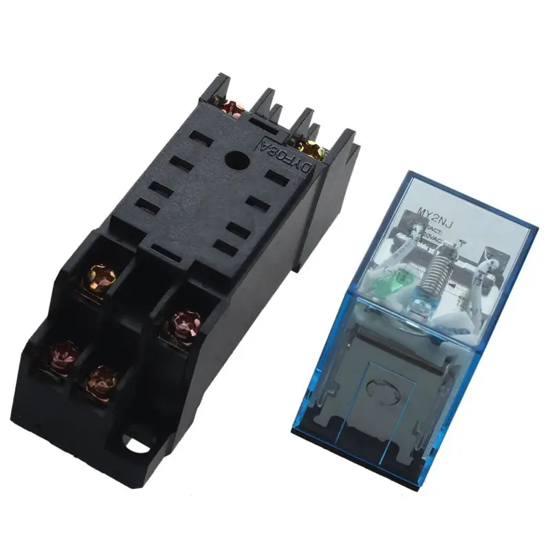 MY2NJ модель DPDT 24VDC Катушка 8 Pin 35 мм din-рейку реле питания и разъем, черный