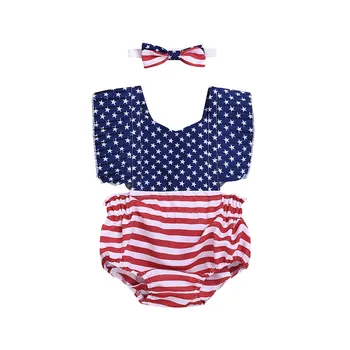 

Infant Baby Girl Clothes 4th of July Stars Striped Patriotic Backless Romper Bodysuit 2020 Summer Clothes 3M-24M