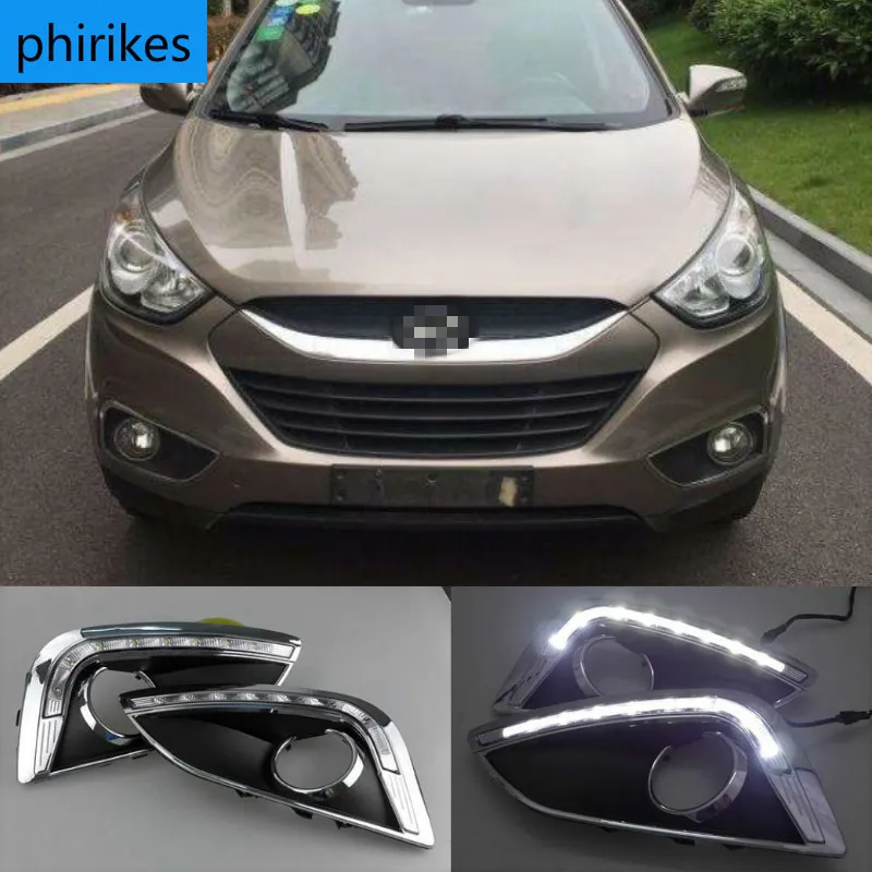 

For Hyundai IX35 2010-2013 Daytime Running Light With Fog Lamp Hole SNCN Super Brightness Waterproof ABS Car DRL LED