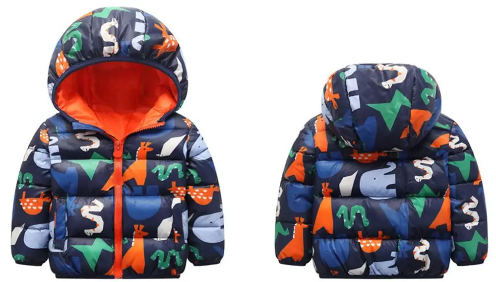 Orange Модные хлопковые пальто, пальто с капюшоном для маленьких мальчиков и девочек с рисунком животных, куртка, теплая верхняя одежда - Цвет: Orange