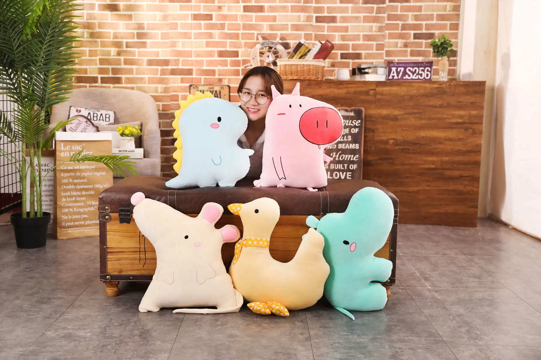 New Style Creative Toy Cute Software Animal Throw Pillow Dinosaur Piggy Plush Toys Send Girl'S Gift