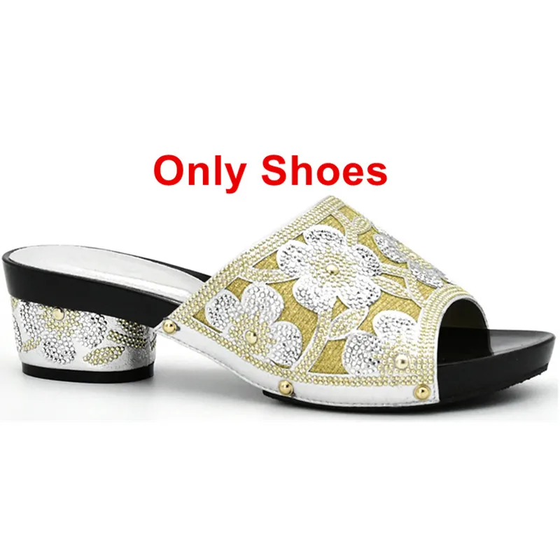 Sliver Shoes only Новое поступление; распродажа; Женский комплект из обуви и сумки, украшенные стразами; женская обувь с сумочкой в комплекте; обувь без застежки - Цвет: Sliver Shoes only
