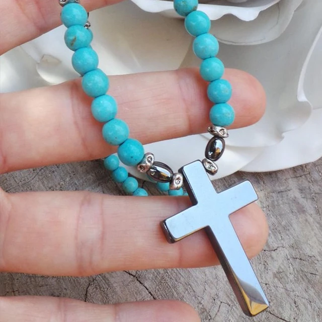 Sterling & Turquoise Cross Pendant - Necklaces & Pins - Jewlery