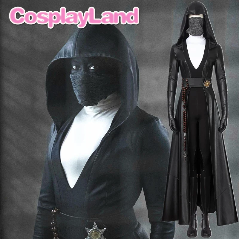 

Watchmen Angela Abar Cosplay Costume Carnival Halloween Outfit Sister Night Costume Black Suit Women Jumpsuit Boots Custom Made