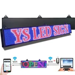 Placa de mensagens com tela led de rolagem, p10 mm, 52x8 polegadas, rgb, display colorido para propaganda, negócios, programável, wi fi