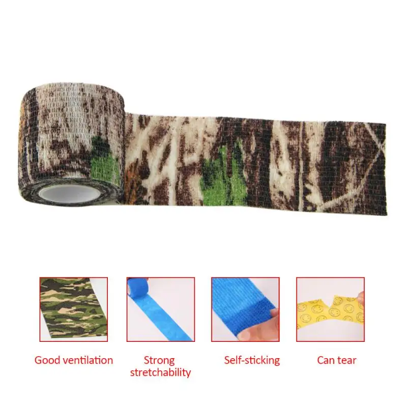 2,5 CM X 4,5 M cinta de envoltura elástica de camuflaje, Protector deportivo autoadhesivo para el tobillo, rodilla, brazo, vendaje, cuidado de la piel