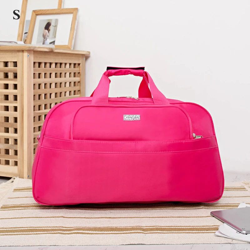 S Pink Travel bag Большая Вместительная дорожная сумка Спортивные Сумки Женские Oxford Тканевые для путешествий снаряжение, чемодан сумка Повседневная Водонепроницаемая женская сумка для выходных - Цвет: S Pink Travel bag