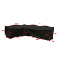 Durable Waterproof Outdoor L - Shaped Patio Furniture Cover - Dustproof & Mildew Resistant - Black (200x270x82x90cm)