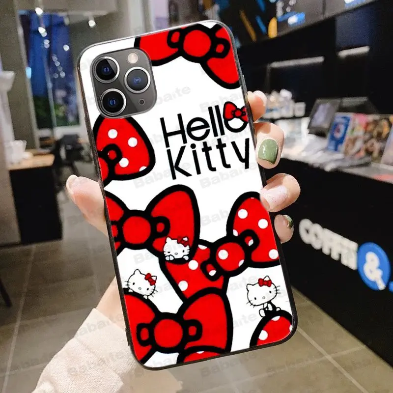 Hello kitty черный мягкий чехол для телефона из ТПУ чехол для iPhone X XS MAX 6 6s 11pro 7plus 8Plus 5S SE XR чехол - Цвет: A4