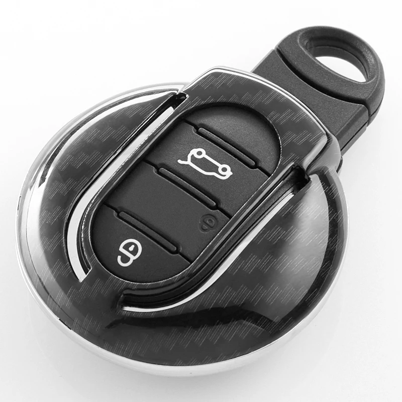 Карбоновый ABS чехол для ключей автомобиля с брелком для BMW Mini Cooper F54 F55 F56 F57 F60 3/4 кнопки умный ключ