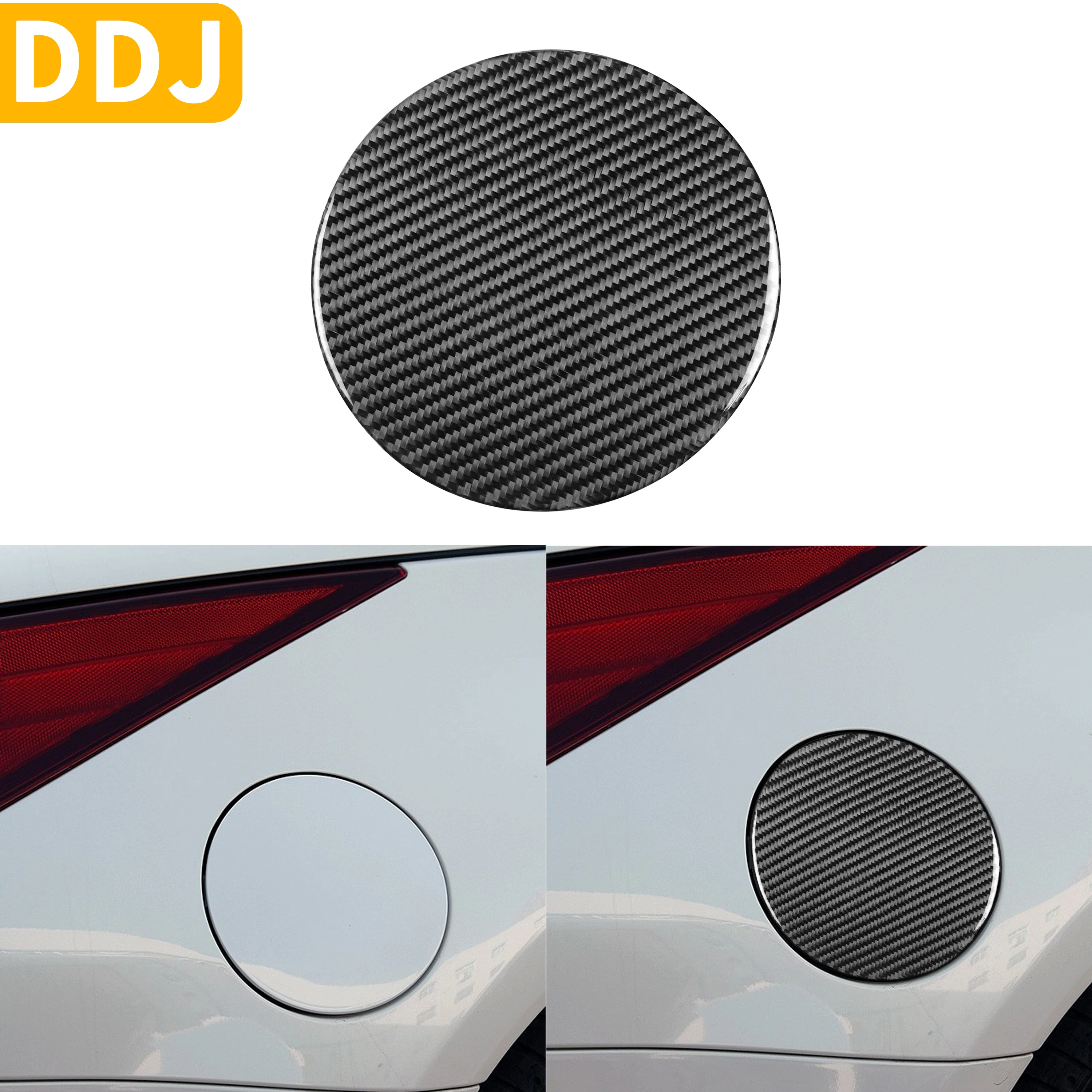 For Nissan 350Z Z33 2003-2009 SOLID CARBON FUEL DOOR COVER OVERLAY Fuel Tank Cap Exterior Stick On Modified Car Accessories