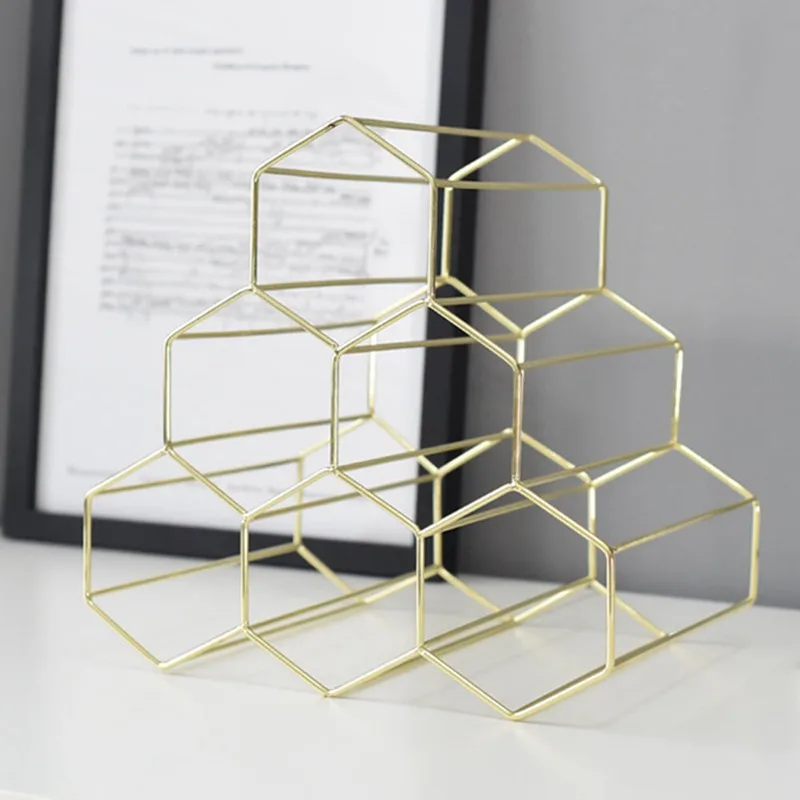 Creative Geometric Wine Rack Metal Simple Household Grape Wine Rack Restaurant Living Room Bar Wine Cabinet Wine Display