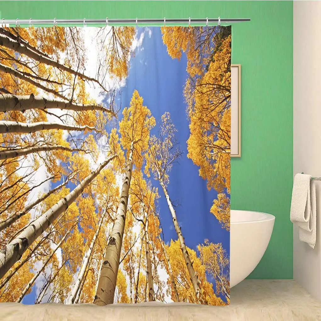 

Bathroom Shower Curtain Aspen Trees Fall Color San Juan National Forest Colorado Polyester Fabric 72x78 inches Waterproof Bath