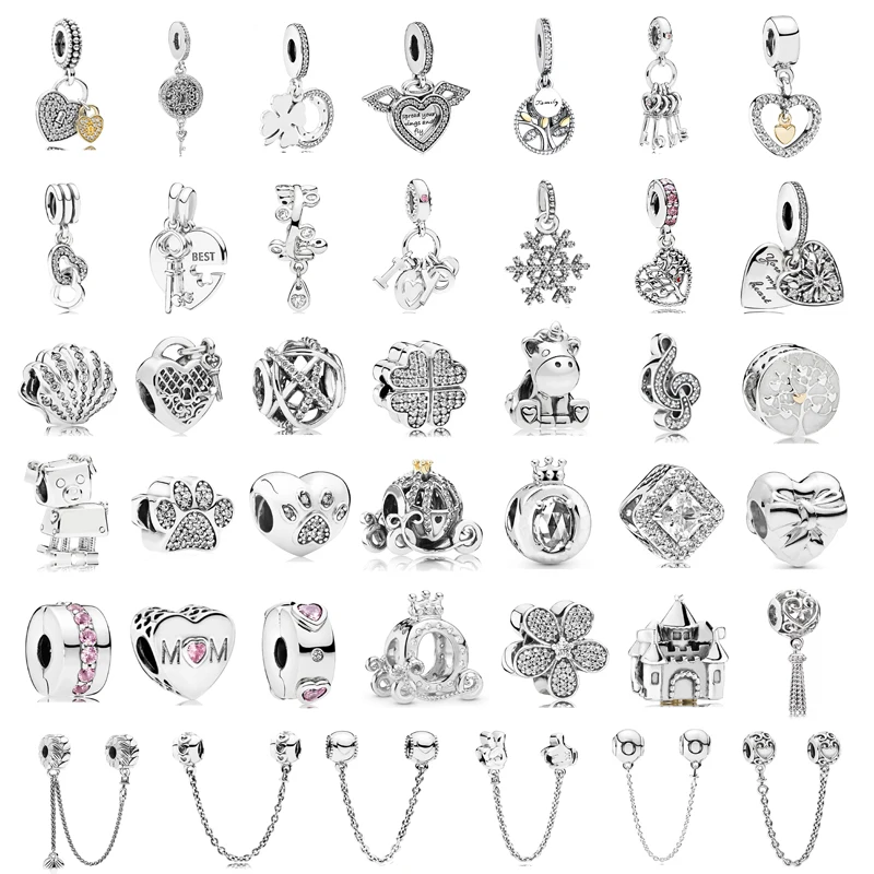 New Fashion Charm Original Castle Dog Paw Pumpkin Carriage Beads Fit Original Pandora Ladies Bracelet Jewelry Accessories Gift 2020 spring new arrival 100% s925 silver beads pink daisy flower clip charm fit original pandora charm bracelet gift