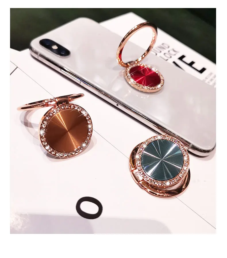 phone stands Mobile Phone Finger Ring Stand Holder 360 Rotation Whorl Luxury Bling Crystal Round Mount Holder for iphone Huawei Redmi Samsung cell phone stand holder