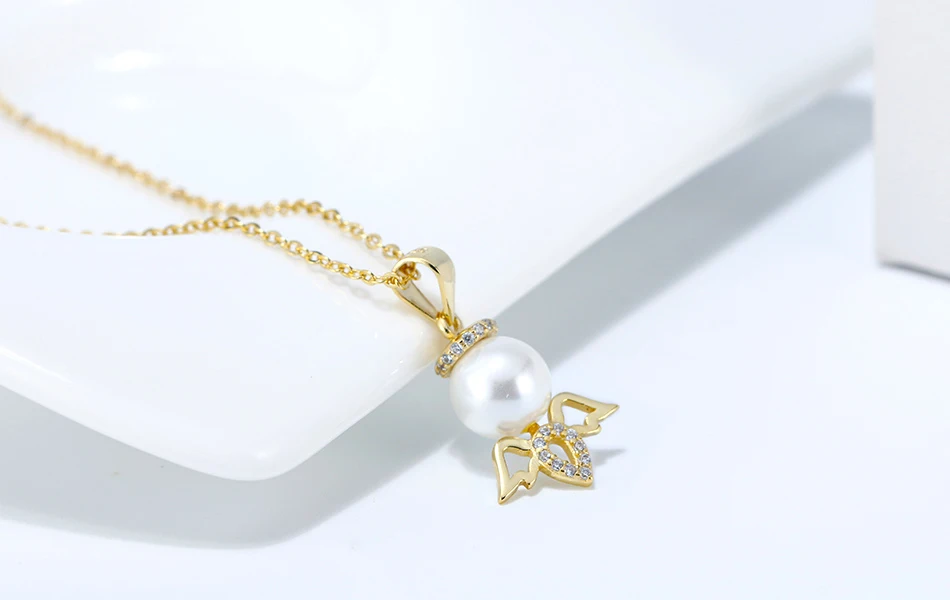 ORSA JEWELS, роскошное ожерелье с подвеской из искусственного жемчуга S925, подвеска в форме ангела с прозрачным цирконием АААА, уникальные блестящие ювелирные изделия SN183