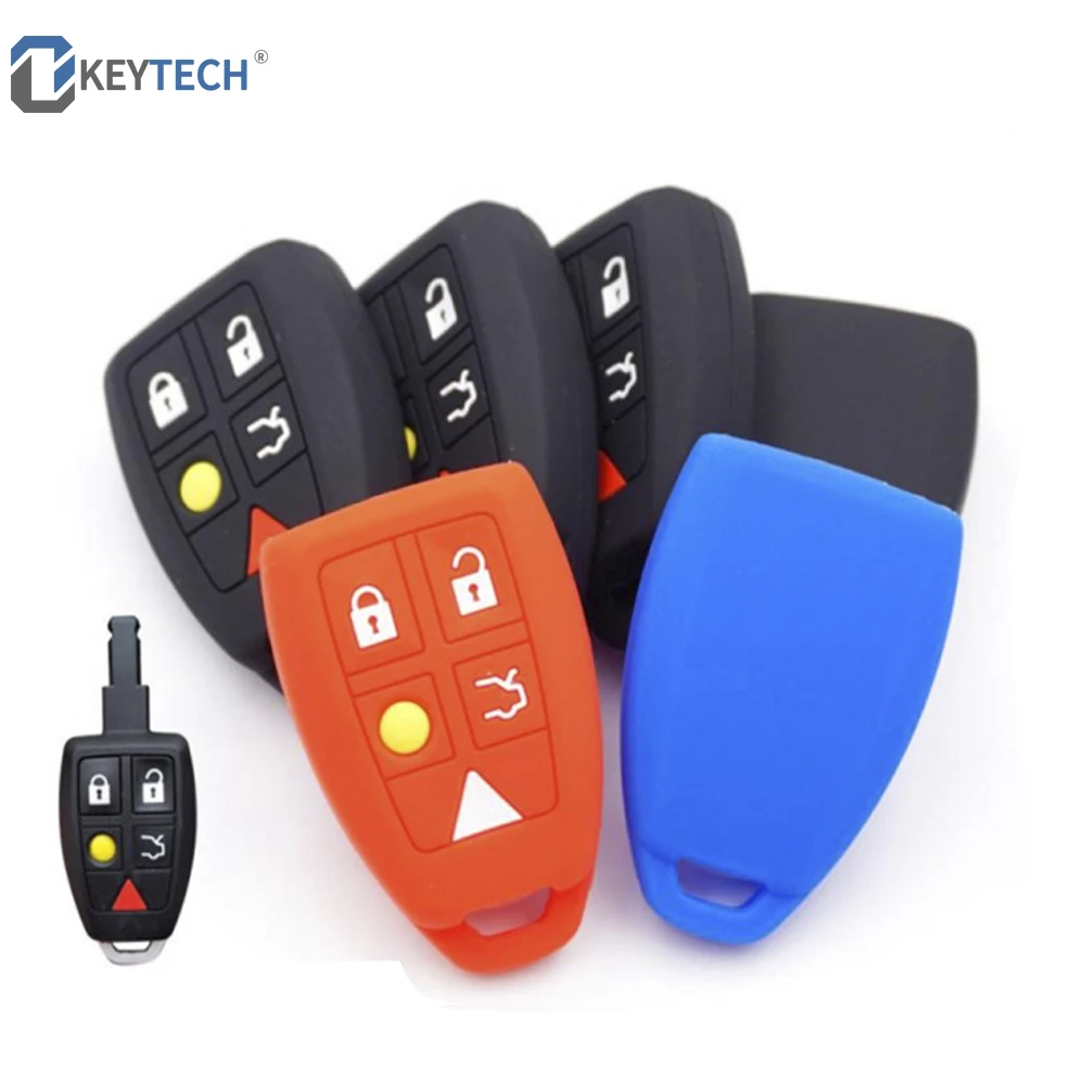 

OkeyTech 5 Buttons Silicone Car Key Case for Volvo S40 V50 V70 C70 S60 Remote Fob Key Holder Protector Auto Accessories