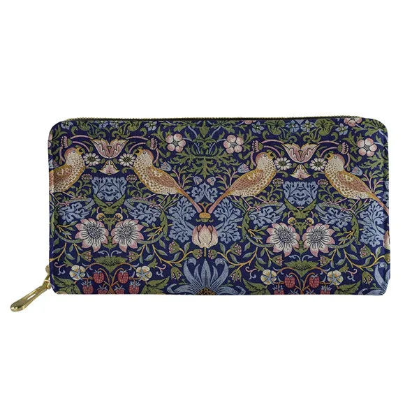 

2020 Floral Wallet Women William Morris Pimpernel Print Long Wallets with Zipper Phone Bag for Girls Lady Clutch Purse Carteras