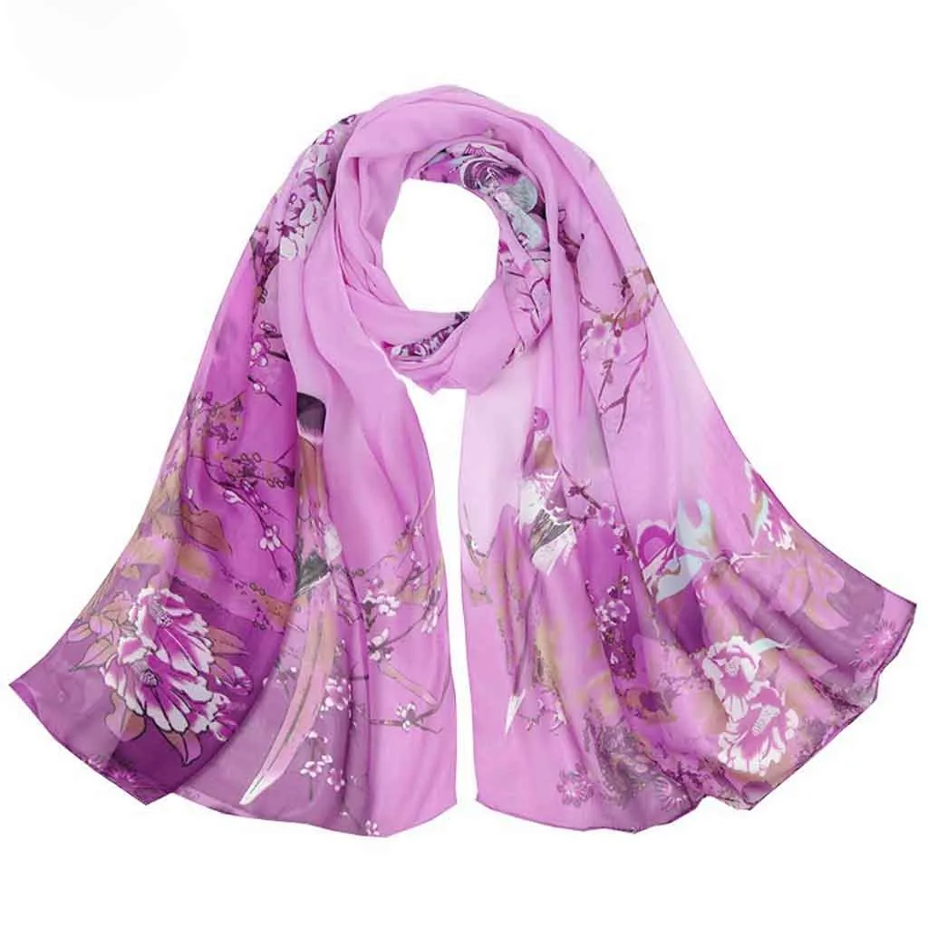 Осень 1 шт. женские шифоновые шелковые шарфы цветочный классический шарф