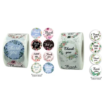 

500Pcs Thank You Stickers Seal Labels With Flower Color Round Sticker For Wedding Party Scrapbooking Envelopes Seal Stickers