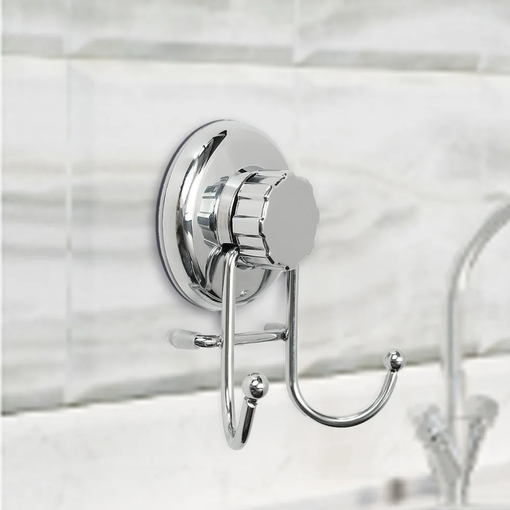 Bathroom Accessories Vacuum Suction Cup 1PCS Silver Hook Holder Organizer Kitchen Towel Rack Hanger Storage High Quality LS*D