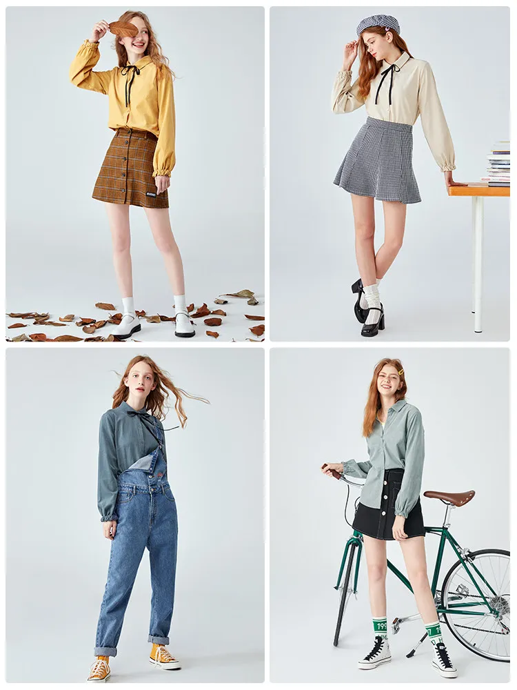 SEMIR/женская рубашка с длинным рукавом; коллекция года; сезон весна; Новинка; шикарная одежда для ранней осени; удобная Вельветовая блуза с бантом; хлопковая рубашка