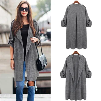 

2019 new windbreaker large size plaid fashion long windbreaker women's clothing