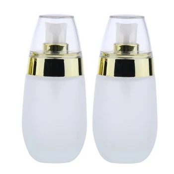

2pcs Frosting Glass Refillable Empty Pump Lotion Body Wash Hand Wash Liquid Spray Bottles Makeup Containers Vial