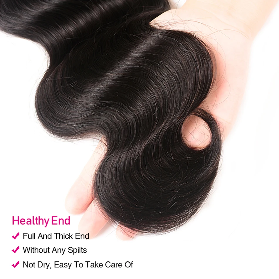 UNice Hair 30 inch Body Wave Bundles Peruvian Hair Bundles 100% Human Hair Extension Virgin Hair Weave Natural Color 1/3/4 Piece 4