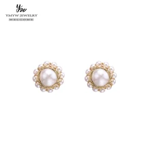 YMYW роскошные изысканные серьги-гвоздики ручной работы с искусственным жемчугом очаровательные позолоченные медные серьги для женщин 16 к вечерние Kolczyki