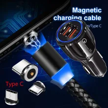 QC 3,0 USB быстрое автомобильное зарядное устройство магнитный кабель типа C для samsung galaxy A50 S8 S9 S10 Honor 20 10 9 ASUS Zenfone 5 ZE620KL ZE552KL