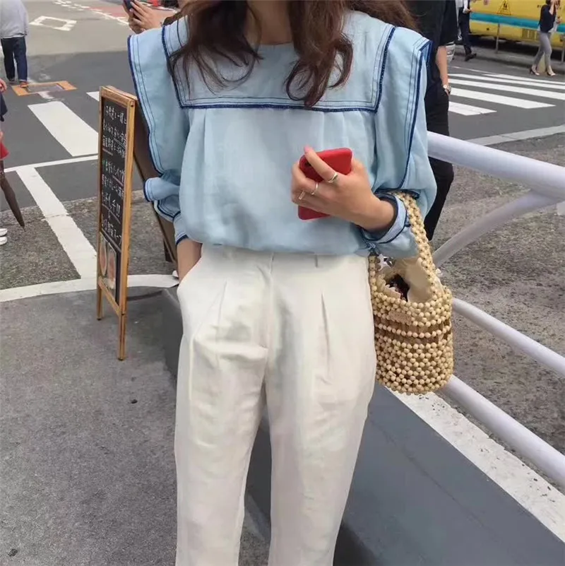 ladies shirts Casual O-neck Patchwork Women Blouses Shirts Full Sleeve Ruffles Female Blouses Shirts 2020 Spring Summer Tops Blusas off the shoulder shirts & tops